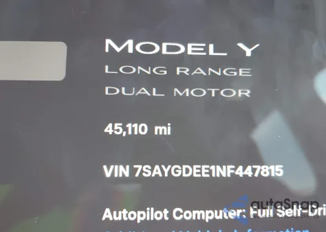 2022 Tesla Model Y Long Range Dual Motor All-Wheel Drive from USA, damaged, VIN 7SAYGDEE1NF447815